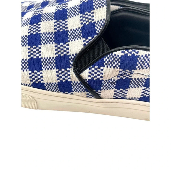 Celine Paris Womens Size EU 40 Slip On Blue Plaid Print Canvas Sneakers Shoes - Picture 9 of 16